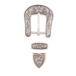 Western Floral Buckle Loop & Tip Set, 1"