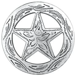 Star Concho, Antique Silver/Zinc Die Cast, 1-1/4"