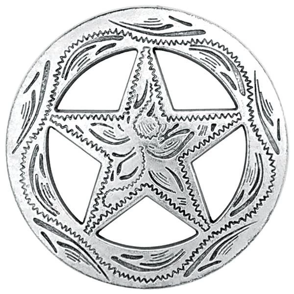 Star Concho, Antique Silver/Zinc Die Cast, 1-1/4" 1 Star Concho, Antique Silver/Zinc Die Cast, 1-1/4"