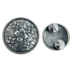 Flower Concho With Two Chicago Screws, Antique Silver/Zinc Die Cast, 1-3/16"