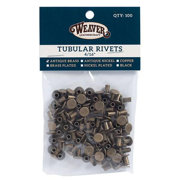 100-Pack Of #104 Tubular Rivets, Antique Brass 1 100-Pack Of #104 Tubular Rivets, Antique Brass
