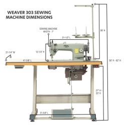 Weaver 303 Sewing Machine, Complete Stand & Servo Motor -Leather Craft Shop Weaver303MeasurementGraphic 47664aae 35a6 463d 8679 166f83d9bec8